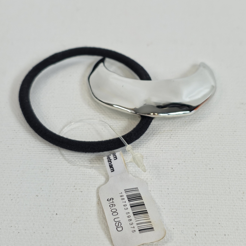 Free People Crescent Moon Pony Holder Hair Tie Accessories Silver Tone - Picture 3 of 7